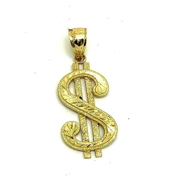 Dollar Sign Pendant $ Charm 10k Yellow Gold Unisex Jewelry NO CHAIN - Picture 1 of 9